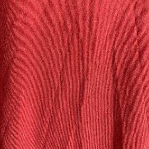 Theory Women's Coral Pink Ruched Cotton V Neck Top Size L Stretchy Draped Basics - Picture 11 of 11